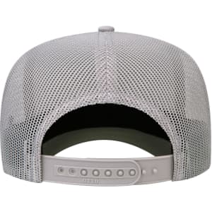 A 5 Panel Mid Profile Rope Trucker Hat in grey, featuring a mesh back and an adjustable strap.