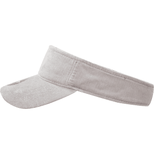 A beige visor with a wide brim and a corduroy texture, featuring a plain design and a logo.