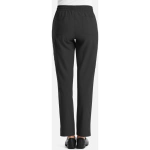 Full elastic pull-on pants in black, featuring a straight leg cut and two back pockets. Includes a logo.