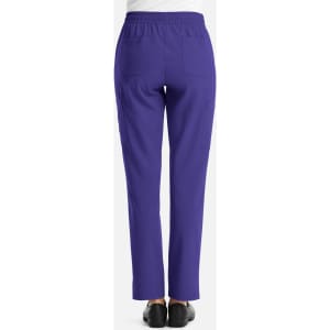 A pair of women's full elastic pull-on pants in purple, featuring two back pockets and a loose fit.