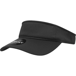A black mesh visor with a wide brim and a logo on the front.
