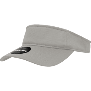 A grey mesh visor with a curved brim and a logo on the front.