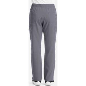Men's cargo pants in grey with multiple side pockets and an elastic waistband, featuring a branding logo.