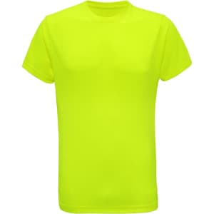 A bright yellow performance T-shirt with a crew neck and no visible logos.