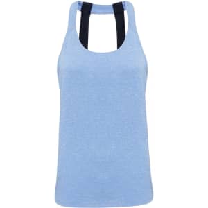 A light blue vest with double black straps at the back, featuring a simple and clean design.