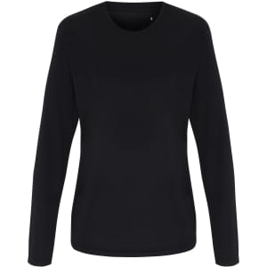A long sleeve performance t-shirt in black, featuring a simple design and a crew neckline.