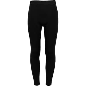 Black kids' training leggings with a fitted design and an elastic waistband, featuring a logo on the waistband.