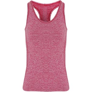 A red sport vest with a seamless design and a racerback style, featuring a subtle textured pattern.