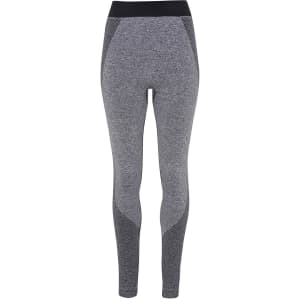 Seamless 3D Fit Sport Sculpt Leggings in a grey and black colourway, featuring a logo on the waistband.
