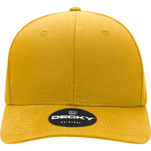 A structured mid-profile cap in a bright yellow hue, featuring a logo on the front.