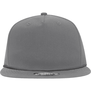 A grey high-profile cap featuring a relaxed fit and a rope detail along the brim, with a logo on the front.