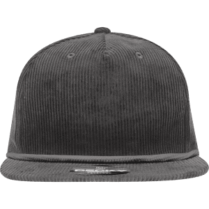 A grey 5 Panel High Profile Relaxed Rope Hat with a textured surface and a logo on the front.