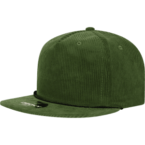 A green 5 Panel High Profile Relaxed Rope Hat with a textured fabric and a branded patch on the front.