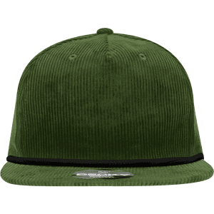 A green 5 Panel High Profile Relaxed Rope Hat featuring a textured fabric and a decorative band.