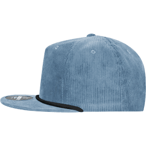 A light blue 5 panel high profile relaxed rope hat featuring a curved brim and a logo on the side.