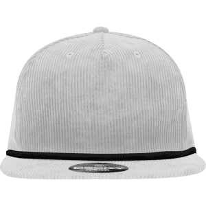 A high-profile, relaxed-fit hat in light grey with a contrasting black rope detail and a logo on the front.