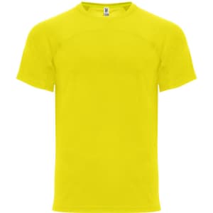 A bright yellow Monaco T-Shirt with a round neck and short sleeves, featuring a logo on the label.