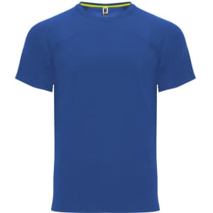 A blue Monaco T-Shirt featuring a classic crew neck design and a logo.