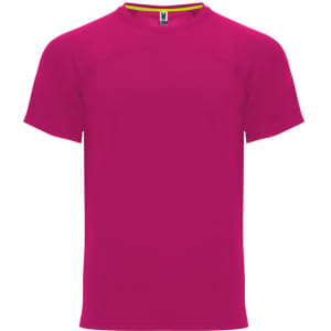 A bright pink Monaco T-Shirt with a round neckline and short sleeves, featuring a logo.