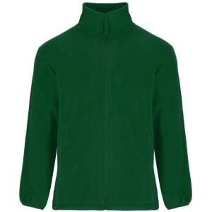 A green Arctic fleece jacket with long sleeves and a high collar. It features a full zip closure.