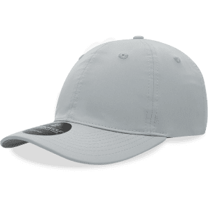 A light grey six-panel mid-profile relaxed cap with a curved brim and a logo.