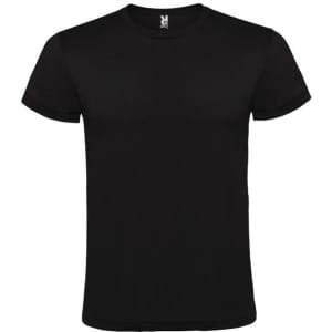A black Atomic 150 T-Shirt featuring a simple design and a brand logo on the neck.