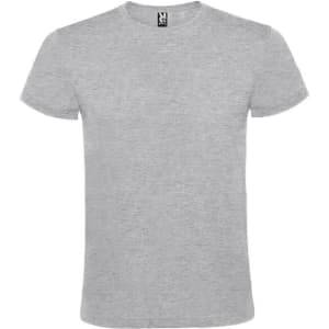 A grey Atomic 150 T-Shirt displayed front-on, featuring a round neck and short sleeves. It has a logo at the neckline.