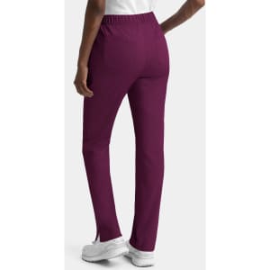 A pair of women's cargo pants in a rich purple colour, featuring a full elastic waistband and a logo.