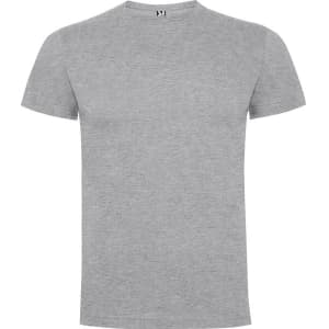 A grey premium t-shirt featuring a classic fit and a small logo on the neckline.