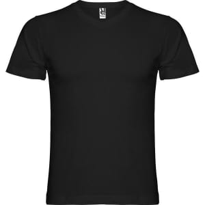 A black Samoyedo T-shirt featuring a standard short sleeve design and a label at the neckline.