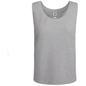A grey Nara tank top featuring a round neckline and a logo tag.