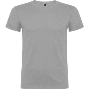A grey Beagle T-shirt featuring a simple design and a logo on the neckline.