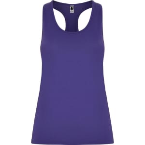 Aida Tank Top in vibrant purple, featuring a sleeveless design and a branded logo.