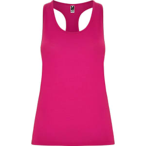 Aida Tank Top in bright pink, featuring a racerback design and a logo at the neckline.