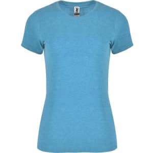 A women's t-shirt in a vibrant teal colour, featuring a classic crew neck and short sleeves.
