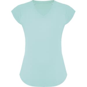 A light blue Jada T-Shirt with cap sleeves and a rounded hem. The shirt features a logo on the front.