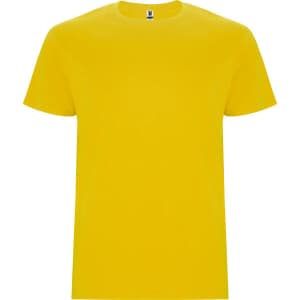 A yellow Stafford T-Shirt with a classic crew neck and short sleeves. It features a logo on the label.