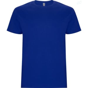 A plain blue Stafford T-Shirt featuring a crew neck and short sleeves, with a logo on the label.