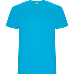A plain bright blue Stafford T-shirt featuring a simple design and a logo on the label.