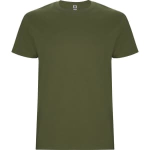 An olive green Stafford T-Shirt with a classic round neckline and short sleeves, featuring a logo.