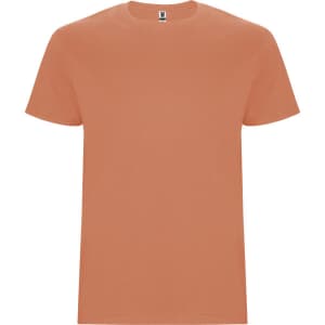 An orange Stafford T-Shirt with a classic crew neckline and short sleeves, featuring a logo on the label.