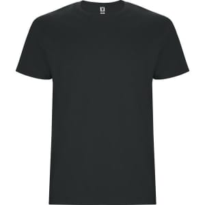 A black Stafford T-shirt featuring a crew neck and short sleeves, with a logo on the label.