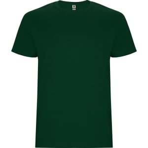 A plain green Stafford T-shirt with a round neck and short sleeves. Features a logo on the label.