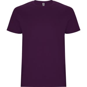 A purple Stafford T-shirt featuring a round neckline and short sleeves. It has a logo on the neck.