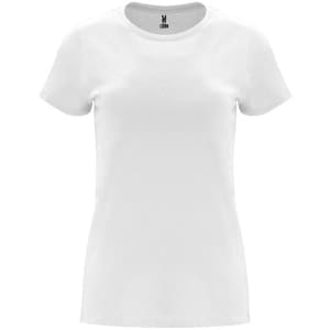 A white Capri T-Shirt with a round neck and short sleeves featuring a logo.