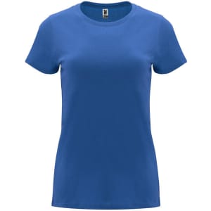 A blue Capri T-shirt with a crew neck and a fitted design. The shirt features a logo on the label.