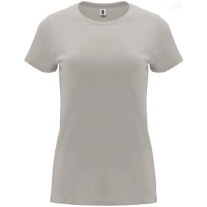 A light grey Capri T-Shirt with a classic crew neckline and a fitted silhouette. It features a branding logo.