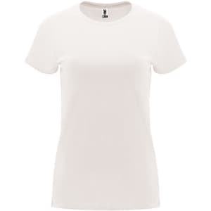 A plain white Capri T-Shirt with short sleeves and a fitted design. It features a logo at the neckline.