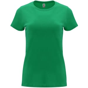 A green Capri T-shirt featuring a classic crew neck and short sleeves. The shirt has a logo on the label.