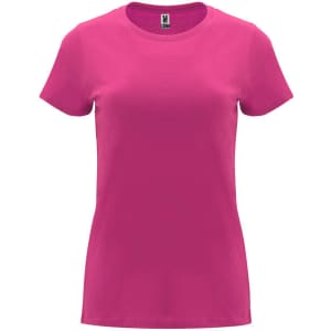 A pink Capri T-shirt with short sleeves, featuring a logo at the neck.